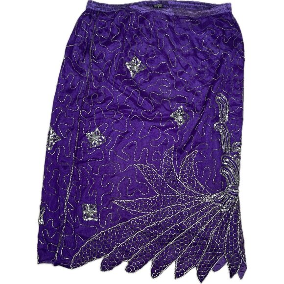 tan chho Women’s 100% Silk Beaded Purple Set Suit Costume Small Vintage 20s - Picture 8 of 13